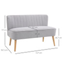 Modern Double Seat Sofa Compact Loveseat Couch Padded Velvet Wood Legs, Grey