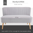 Modern Double Seat Sofa Compact Loveseat Couch Padded Velvet Wood Legs, Grey