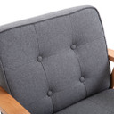 Retro Single Sofa Armchair Beech Wood Frame Padded Cushion Linen Fabric Grey