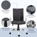 Office Chair Linen Swivel Computer Desk Chair Home Study Task Chair, Dark Grey