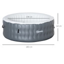 Outsunny Round Inflatable Hot Tub Bubble Spa in Light Grey - 4 Person, Surrounding Jets, Efficient Heating, Easy Pump Operation
