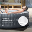 Outsunny Round Inflatable Hot Tub Bubble Spa in Light Grey - 4 Person, Surrounding Jets, Efficient Heating, Easy Pump Operation