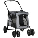 PawHut One-click Foldable Pet Stroller w/ Mesh Windows, for Small Pets - Grey