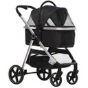 PawHut One-Click Foldable Pet Stroller w/ Storage Basket, for Small Pets