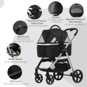 PawHut One-Click Foldable Pet Stroller w/ Storage Basket, for Small Pets