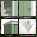 Outsunny Steel Garden Shed - Green Small Lean-to Shed for Bike and Tool Storage, 5x3 ft