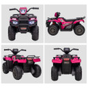 Pink Electric Quad Bike for Kids with LED Lights, Music, and Soft Seat - HOMCOM 12V Battery-Powered Ride-On Toy for Ages 3-5