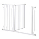 PawHut Dog Gate Wide Stair Gate w/ Door Pressure Fit, 75-115W cm, White