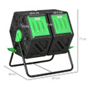 Outsunny 130L Compost Bin Dual Chamber Rotating Composter w/ Ventilation Holes