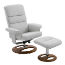 Recliner Chair Ottoman Set 360 Swivel Sofa Thick Padding Wood Base Grey