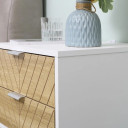 Modern Bedside Table with 2 Drawers, Sofa Side Table for Bedroom, White and Oak