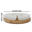 Bamboo Rotating Dip Set with Six Ceramic Dishes on Lazy Susan Serving Tray by Maison & White