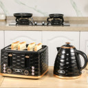 HOMCOM Kettle and Toaster Set - Black - 1.7L Rapid Boil Kettle & 4 Slice Toaster