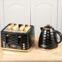 HOMCOM Kettle and Toaster Set 1.7L Rapid Boil Kettle & 4 Slice Toaster Black