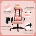 Racing Gaming Chair w/ Lumbar Support, Gamer Office Chair, Pink