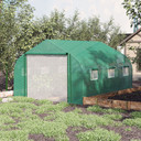 Walk-in Garden Greenhouse Zippered Roll Up Door & 6 Windows, 3.5 x 3 x 2m, Green