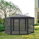Garden Hexagonal Gazebo Outdoor Canopy Patio Party Tent Grey Outsunny