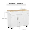 Kitchen Island Utility Cart, with 2 Storage Drawers Cabinets Dining Room White