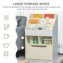 HOMCOM Kids Bookshelf, Toy Box w/ Storage Drawer, Wheels, for Bedroom - Grey