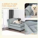 PawHut Pet Sofa Dog Chair Cat Couch w/ Storage, Cushion - Light Blue