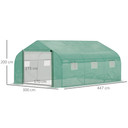 4.47 x 3 x 2m Walk-in Polytunnel Tent,  PE Cover, ZipDoor 6Windows, Green