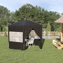 3.9m Gazebo Canopy 6 Removable Side Wall, Black Garden