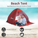 Beach Tent Instant Camping Pop up Tent Sun Shade Shelter, Red Outsunny