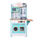 Teamson Kids Small Retro Wooden Play Kitchen Toy with 7 Accessories in Aqua Blue and White
