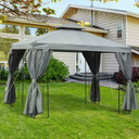 3x3m Garden Metal Gazebo Marquee Patio Wedding Party Dark Grey