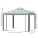 3x3m Garden Metal Gazebo Marquee Patio Wedding Party Dark Grey