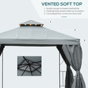 3x3m Garden Metal Gazebo Marquee Patio Wedding Party Dark Grey