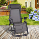 Metal Frame Zero Gravity Lounger w/ Head Pillow for Patio Decking  Outsunny