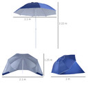 Beach Umbrella Sun Shelter 2 in 1 Umbrella UV Protection Steel Blue Outsunny