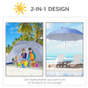 Beach Umbrella Sun Shelter 2 in 1 Umbrella UV Protection Steel Blue Outsunny