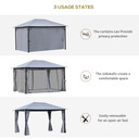 4 x 3m Gazebo Canopy Party Tent Garden Curtains, Net Sidewalls, Grey
