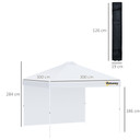 3x3(M) Pop Up Gazebo Canopy Tent w/ 1 Sidewall Carrying Bag White Outsunny