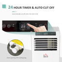 HOMCOM Mobile Air Conditioner in White with Remote Control, Compact Design, Three Modes, Two Speeds, and 24-Hour Timer - Ideal for Cooling, Dehumidifying, and Ventilating Small Spaces