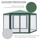 Outsunny Hexagon White Green Gazebo with Adjustable Height and Insect Protection