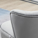 Velvet-Feel Accent Chair w/ Ottoman Tub Seat Padding Wood Legs Light Grey