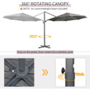 3 x 3(m) Cantilever Parasol Garden Umbrella with Cross Base Grey