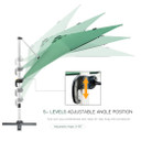 3 x 3(m) Cantilever Roma Parasol Garden Umbrella with Cross Base Green