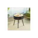 Modern black lift-top round side table with sleek design, crafted from MDF and Pinewood - 38.5x38.5x45cm