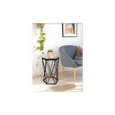 Hexagon Tempered Glass Black Side Table (Small) - SLENDER