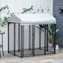 Outdoor Dog Kennel, Metal Dog Run with Canopy, 120 x 120 x 138cm