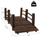 Wooden Garden Bridge Lawn Decor Stained Finish Arc Outdoor Pond Walkway