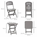 3 Piece Garden Bistro Set Garden Coffee Table Two Chairs One Square Table-Grey
