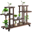 Movable 4-Tier Garden Holder Display Shelf Outdoor Flower Display Stand