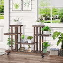 Movable 4-Tier Garden Holder Display Shelf Outdoor Flower Display Stand
