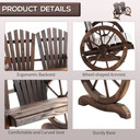 2 Seater Garden Bench w/ Wheel-Shaped Armrests Carbonized colour Outsunny