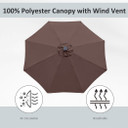 2.7m Garden Parasol Summer Shelter w/ LED Solar Light Crank Tilt Coffee